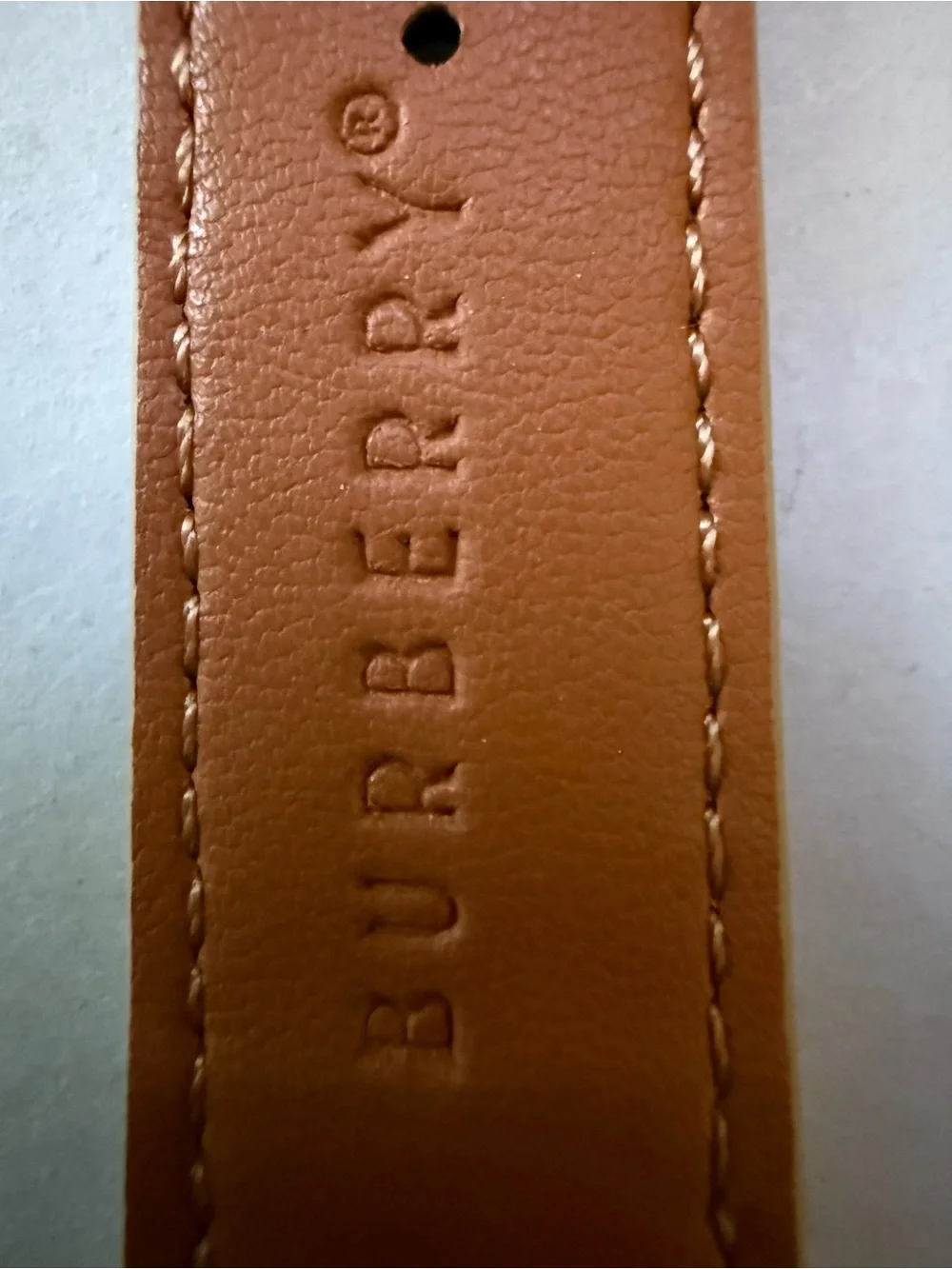 Burberry Cream Plaid Leather Watch Band with Gold Hardware for Ultra 49mm